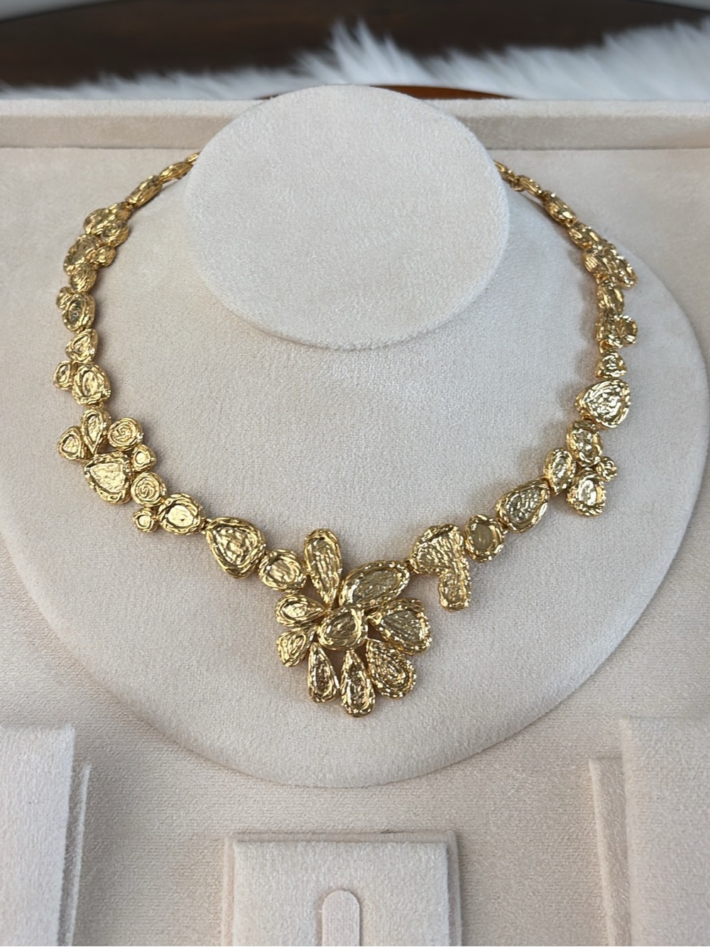 Nina Ricci Gold Floral Statement Necklace